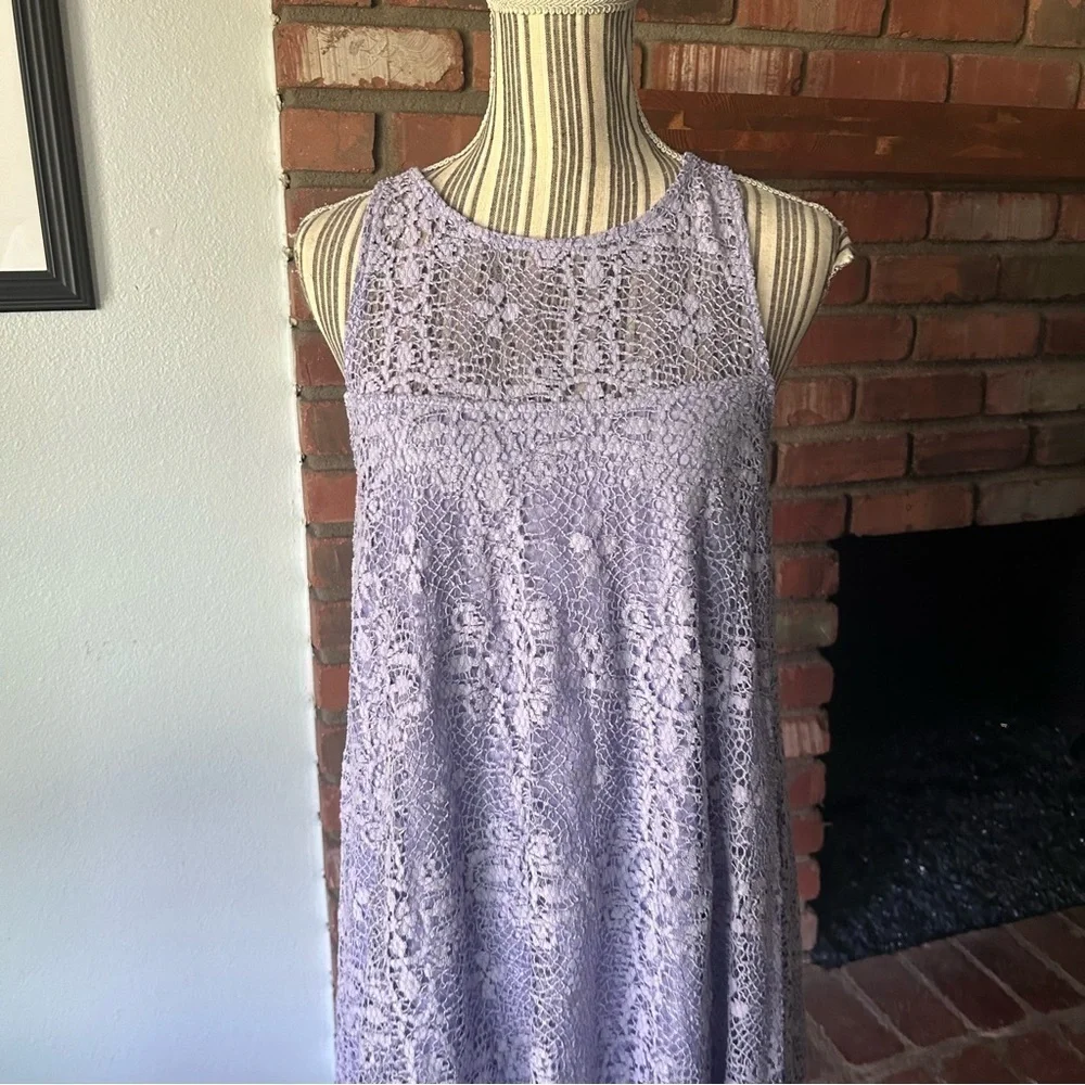 Free People Lilac Lace Sleeveless Mini Dress Sz M